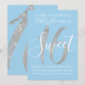 Eleganter Blue Silver Sequin Glitzer Sweet 16 Einladung (Vorne/Hinten)