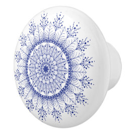 Eleganter Blue Snowflake Mandala Keramik Knob Keramikknauf