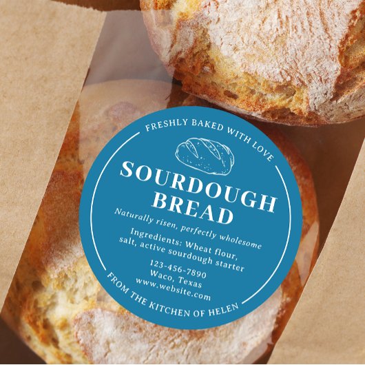 Eleganter Blue Sourdough Bakery Brot Sticker