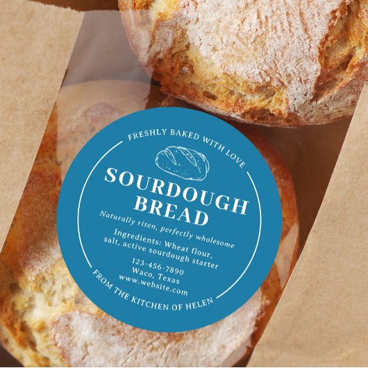 Eleganter Blue Sourdough Bakery Brot Sticker