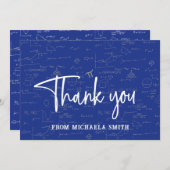 Eleganter Blue Typography Math Formulas Abschluss Dankeskarte (Vorne/Hinten)