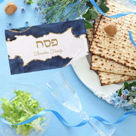 Eleganter Blue und Gold Agate Hebrew Pessach Handtuch