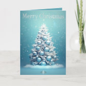 Eleganter Blue und Silver Christmas Foto Holiday Karte (Vorderseite)