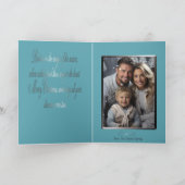 Eleganter Blue und Silver Christmas Foto Holiday Karte (Innenseite)