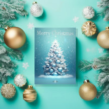 Eleganter Blue und Silver Christmas Foto Holiday