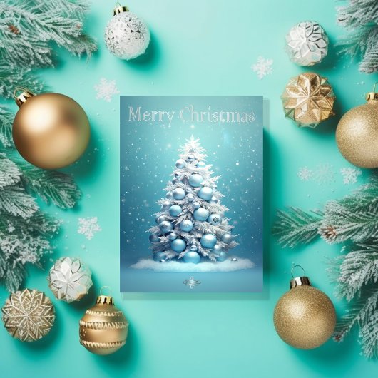 Eleganter Blue und Silver Christmas Foto Holiday Karte