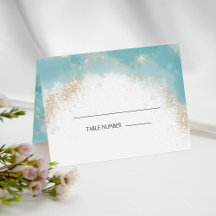 Eleganter Blue Watercolor Gold Glitzer Hochzeitsti