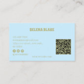 Eleganter Blue Watercolor & Gold Glitzer - Qr-Code Visitenkarte (Rückseite)