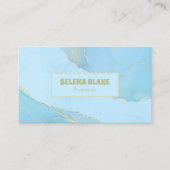 Eleganter Blue Watercolor & Gold Glitzer - Qr-Code Visitenkarte (Vorderseite)