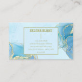 Eleganter Blue Watercolor & Gold Glitzer Visitenkarte (Rückseite)