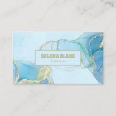 Eleganter Blue Watercolor & Gold Glitzer Visitenkarte (Vorderseite)