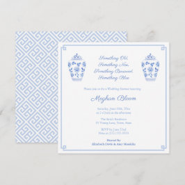 Eleganter Blue Watercolor Polterabend Einladung