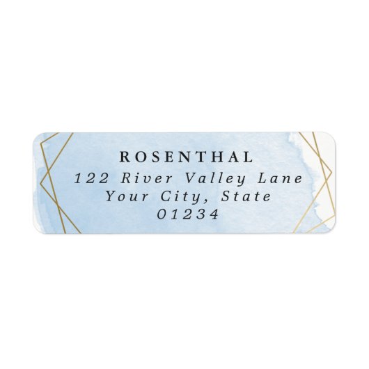 Eleganter Blue Watercolor Splash Gold Frame (Vorne)