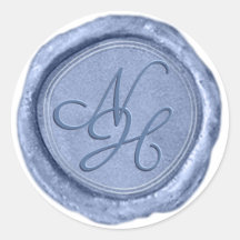 Eleganter Blue Wax Siegel Monogram Sticker