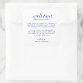 Eleganter Blue Wedding Begrüßungskorb Quadratischer Aufkleber (Tasche)