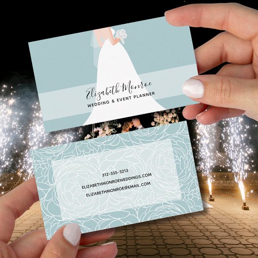 Eleganter Blue Wedding Event Planner Visitenkarte