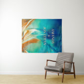 Eleganter Blue Wedding Foto Stand Hintergrund Wandteppich (Beispiel (Horizontal))