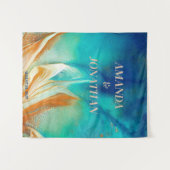 Eleganter Blue Wedding Foto Stand Hintergrund Wandteppich (Vorderseite (Horizontal))