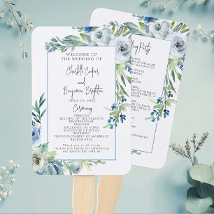 Eleganter Blue White Floral Spring Garden Hochzeit Fächer