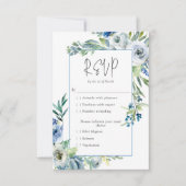 Eleganter Blue White Floral Spring Garden Hochzeit RSVP Karte (Vorderseite)