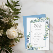 Eleganter Blue White Floral Spring Garden Hochzeit RSVP Karte