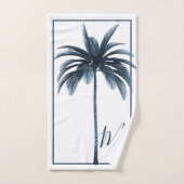 Eleganter Blue & White Palm Tree Monogram Bath Tow Badhandtuch Set (Handtuch)