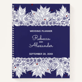 Eleganter Blue White Wedding Planer Notizblock