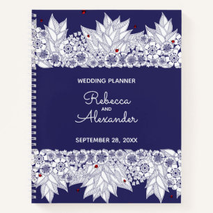 Eleganter Blue White Wedding Planer Notizblock