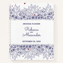 Eleganter Blue White Wedding Planer Notizblock