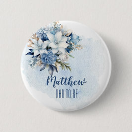 Eleganter Blue Winter Floral Shower Vater zu sein Button