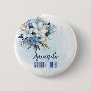 Eleganter Blue Winter Floral Shower Vater zu sein Button
