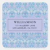 Eleganter BlueFloral Pattern Square Sticker (Vorderseite)