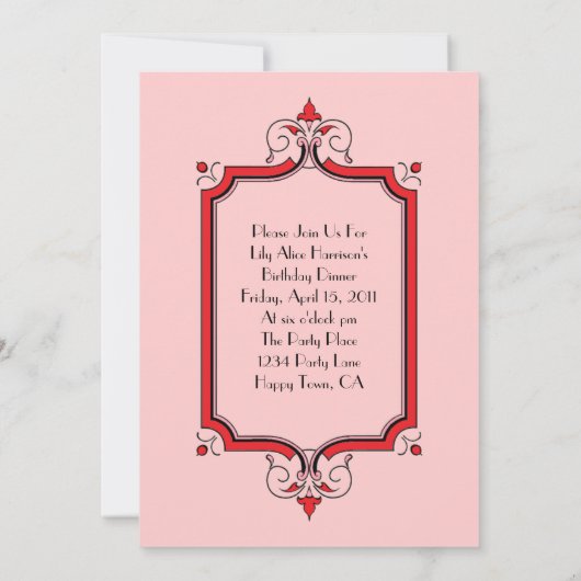 Eleganter Blüh Frame Einladung (Rückseite)