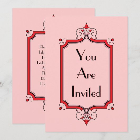 Eleganter Blüh Frame Einladung (Vorne/Hinten)