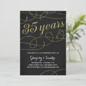 Eleganter Blüh | Imitate Gold Foil 35 Jahre alt Einladung (Stehend Vorderseite)