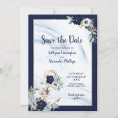 Eleganter, blühender Anker der Navy Blush Save The Date (Vorderseite)