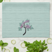 Eleganter blühender Baum Grün + Pflaume Geschirrtuch (Gefaltet)