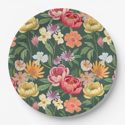 Eleganter blühender botanischer Garten Girly Pappteller (Vorderseite)