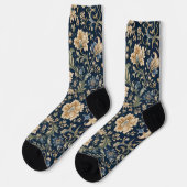 Eleganter blühender botanischer Schwung Socken (Linkes Detail)