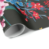 Eleganter blühender Garten mit Blumen und Schmette Geschenkpapier (Rolleneckpunkt)