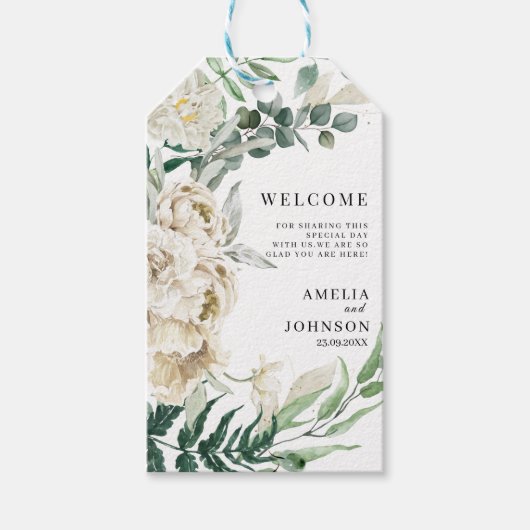 Eleganter, blühender Hochzeitsvorteil Geschenkanhänger (Vorderseite)