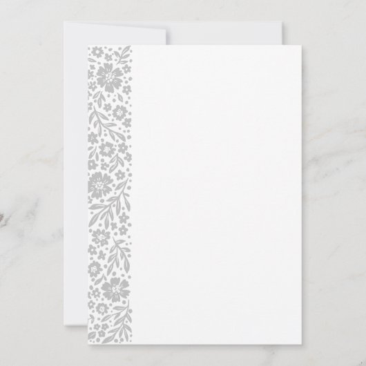 Eleganter blühender Rahmen Hochzeit Einladung Rot  (Rückseite)