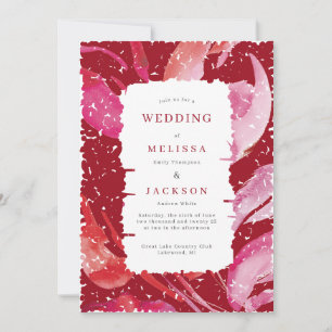 Eleganter blühender Rahmen Hochzeit Einladung Rot