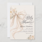 Eleganter Blumen-Boho-Bogen Mädchen-Baby-Party  Einladung (Vorderseite)