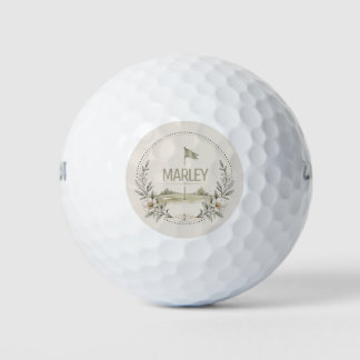 Eleganter Blumen Damen Name Golfball