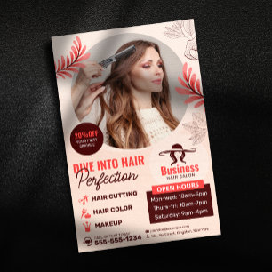 Eleganter Blumen-Frisiersalon Friseur Make-up-Küns Flyer