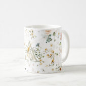Eleganter Blumen-Garten-Monogramm Kaffeetasse (VorderseiteRechts)