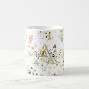 Eleganter Blumen-Garten-Monogramm Kaffeetasse