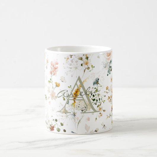 Eleganter Blumen-Garten-Monogramm Kaffeetasse (Mittel)