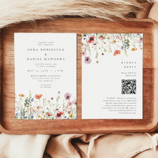 Eleganter Blumen-Garten-QR-Code-Hochzeit Einladung